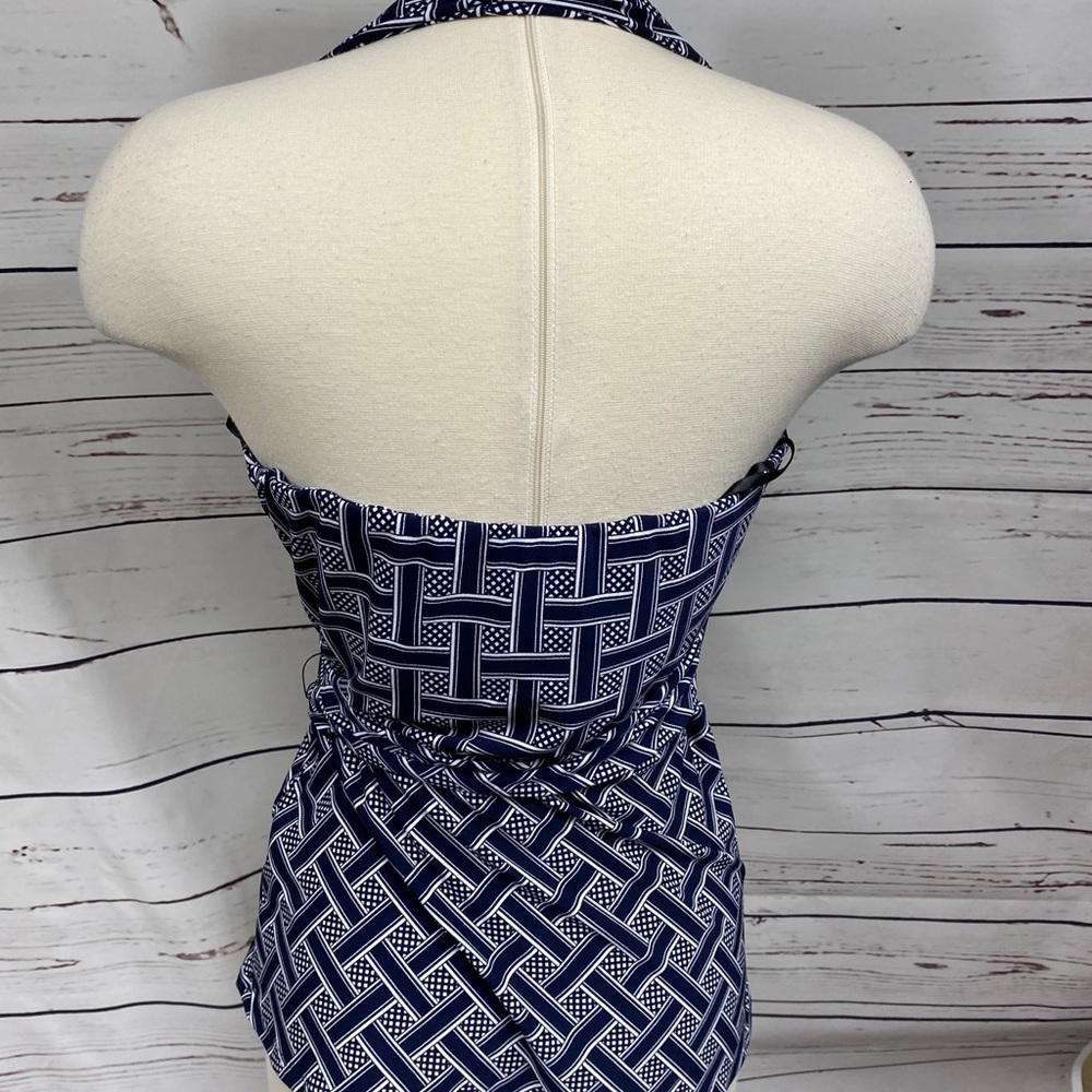 WHBM Navy Print Halter‎ Top - Picture 5 of 10